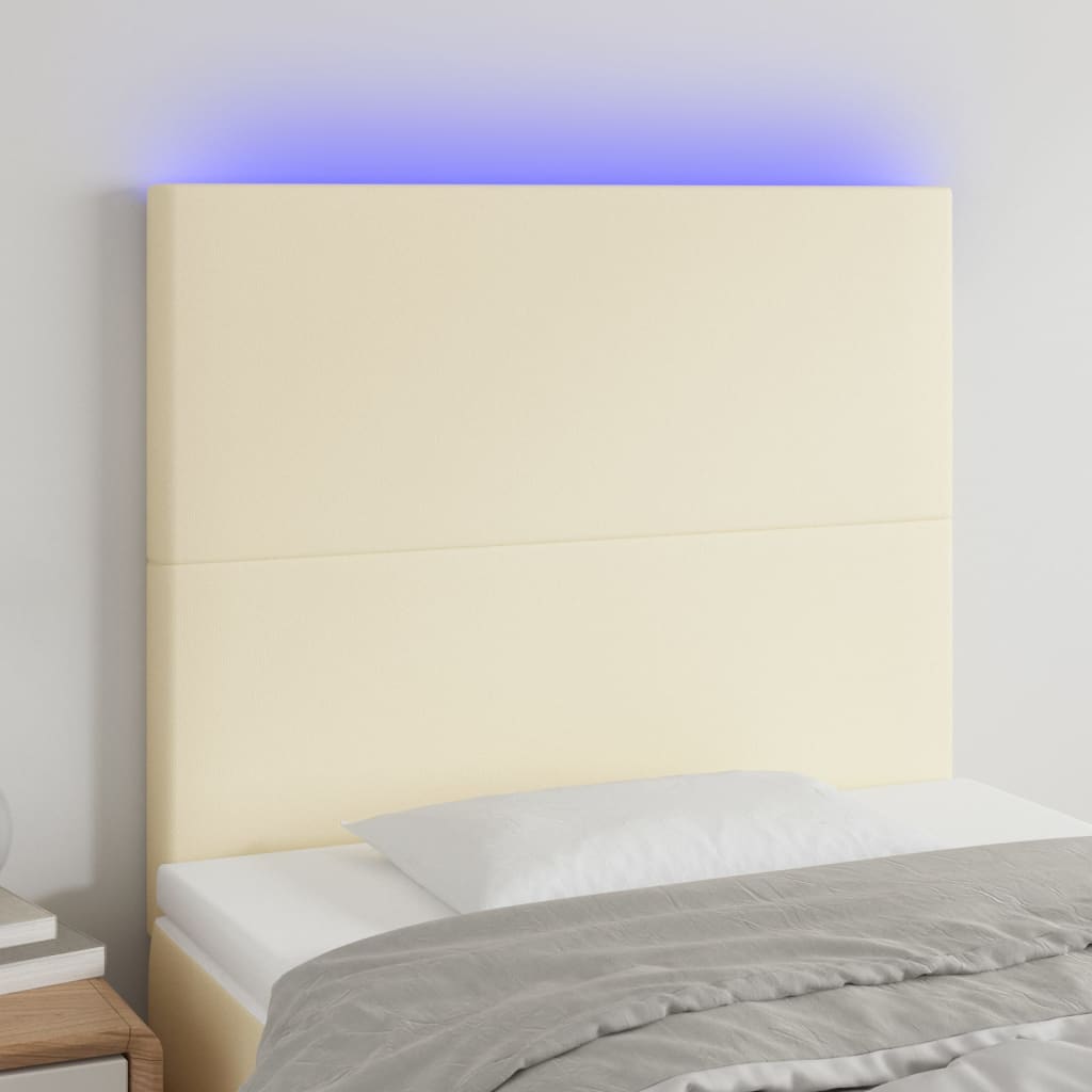 Hoofdbord LED 90x5x118/128 cm kunstleer crèmekleurig is nu te koop bij PeponiXL, paradijselijk wonen!