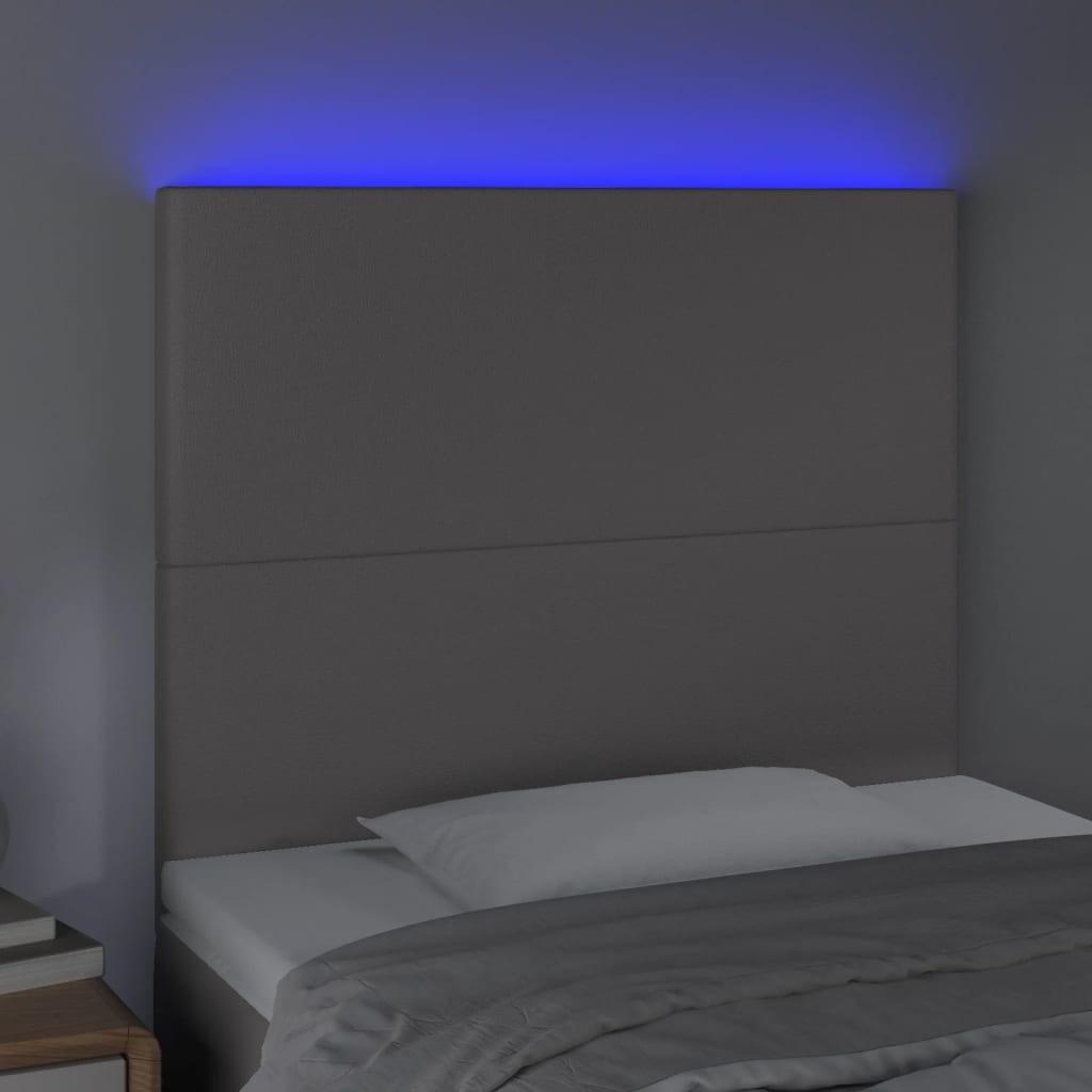 Hoofdbord LED 90x5x118/128 cm kunstleer grijs is nu te koop bij PeponiXL, paradijselijk wonen!