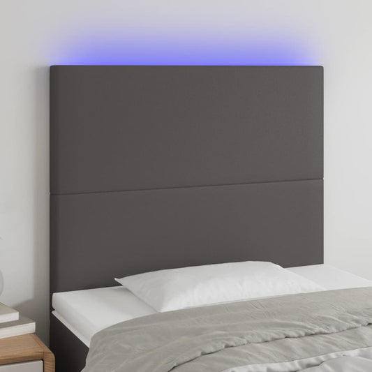 Hoofdbord LED 90x5x118/128 cm kunstleer grijs is nu te koop bij PeponiXL, paradijselijk wonen!