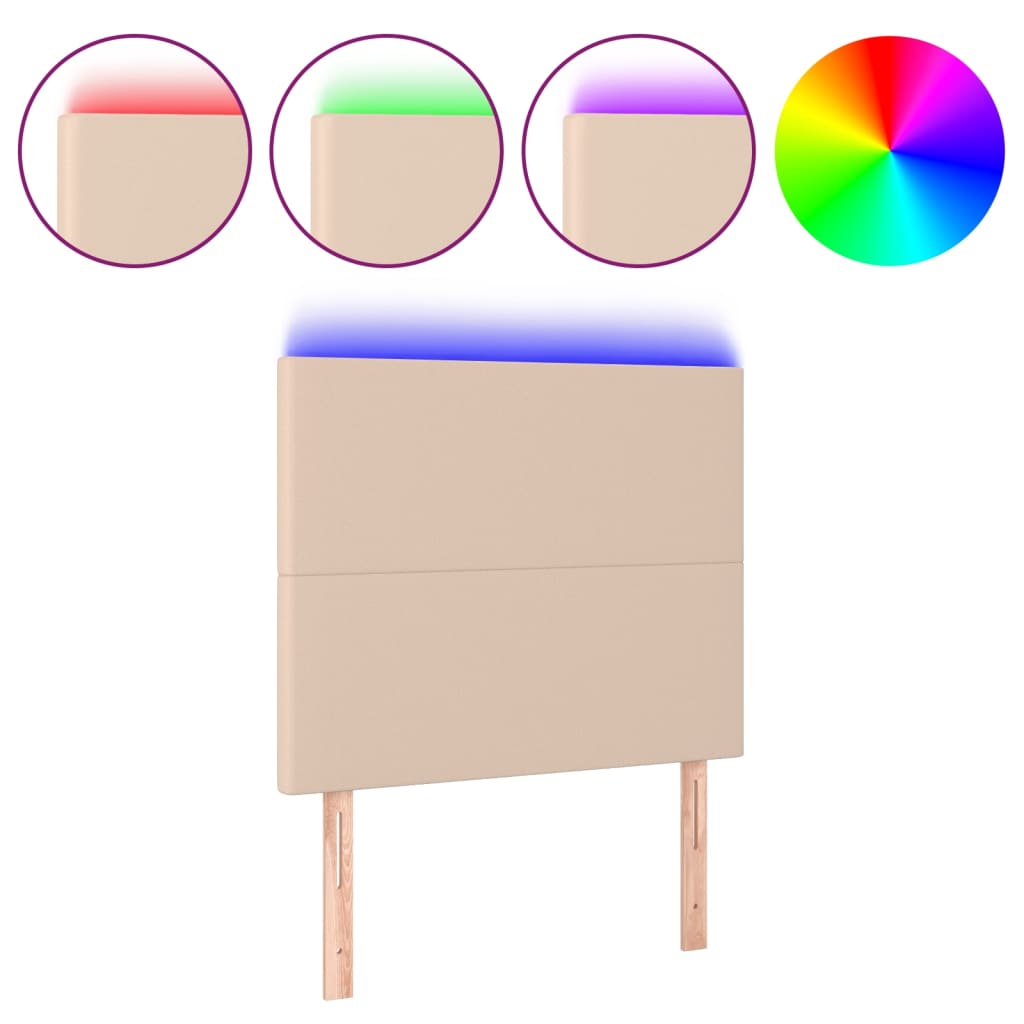 Hoofdbord LED 90x5x118/128 cm kunstleer cappuccinokleurig is nu te koop bij PeponiXL, paradijselijk wonen!