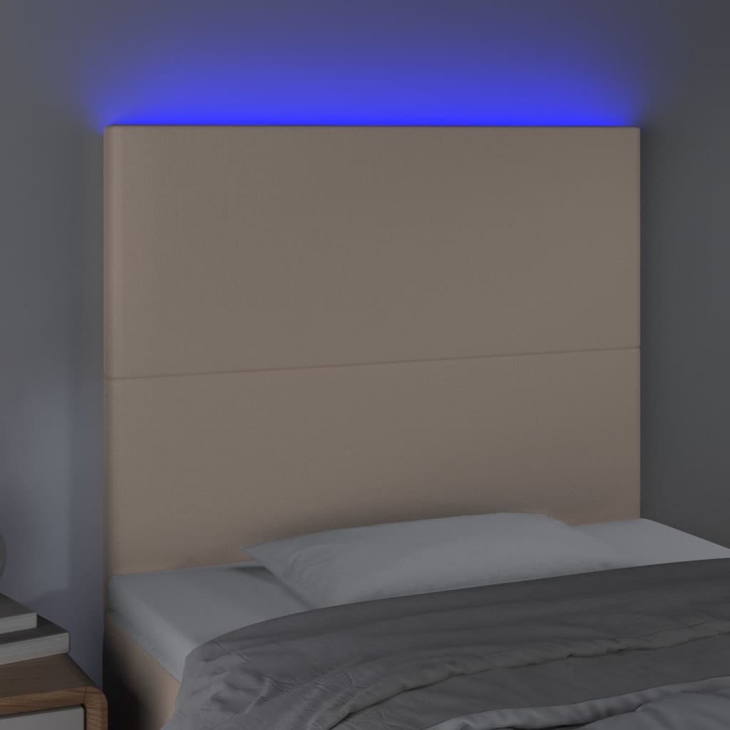 Hoofdbord LED 90x5x118/128 cm kunstleer cappuccinokleurig is nu te koop bij PeponiXL, paradijselijk wonen!
