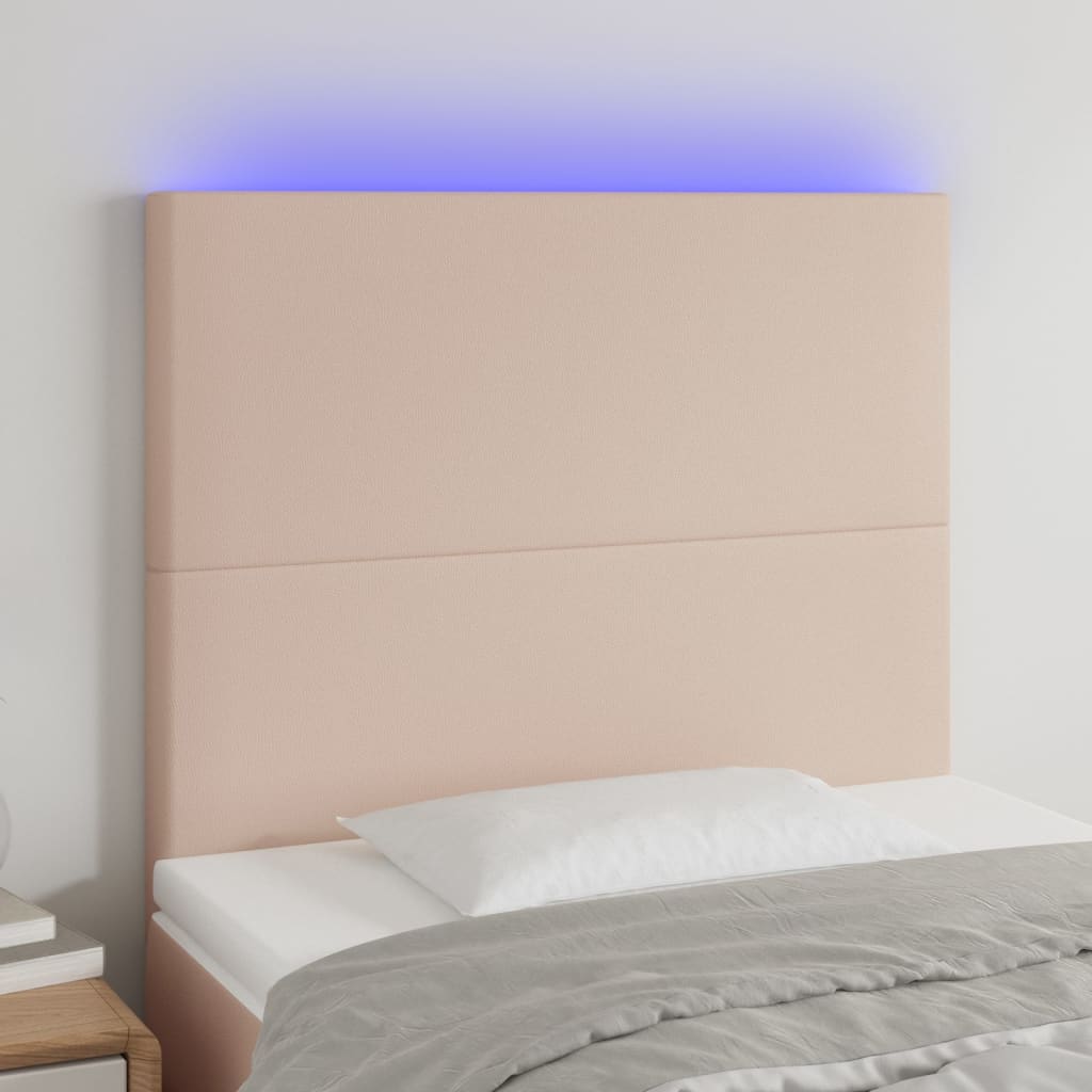 Hoofdbord LED 90x5x118/128 cm kunstleer cappuccinokleurig is nu te koop bij PeponiXL, paradijselijk wonen!
