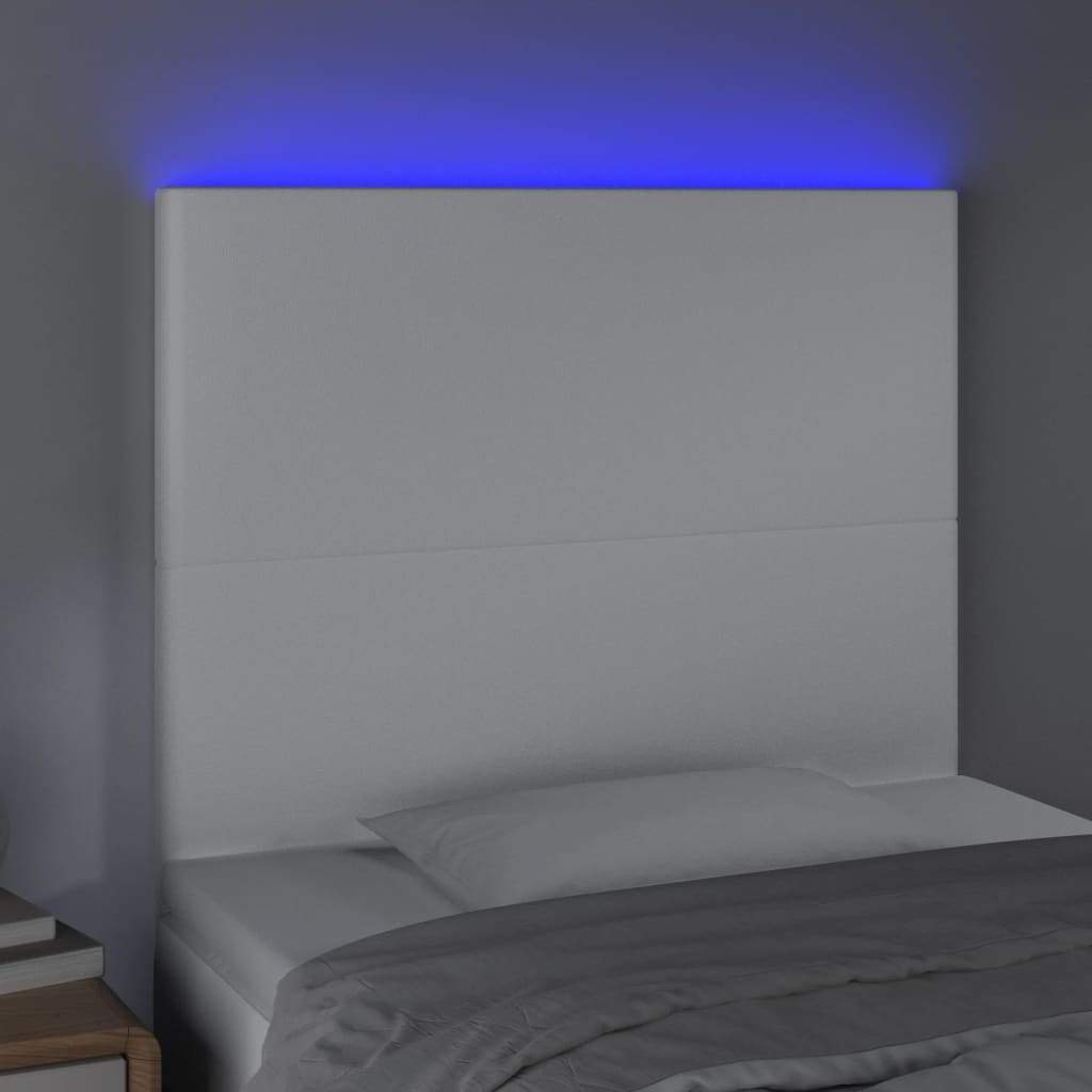 Hoofdbord LED 100x5x118/128 cm kunstleer wit is nu te koop bij PeponiXL, paradijselijk wonen!