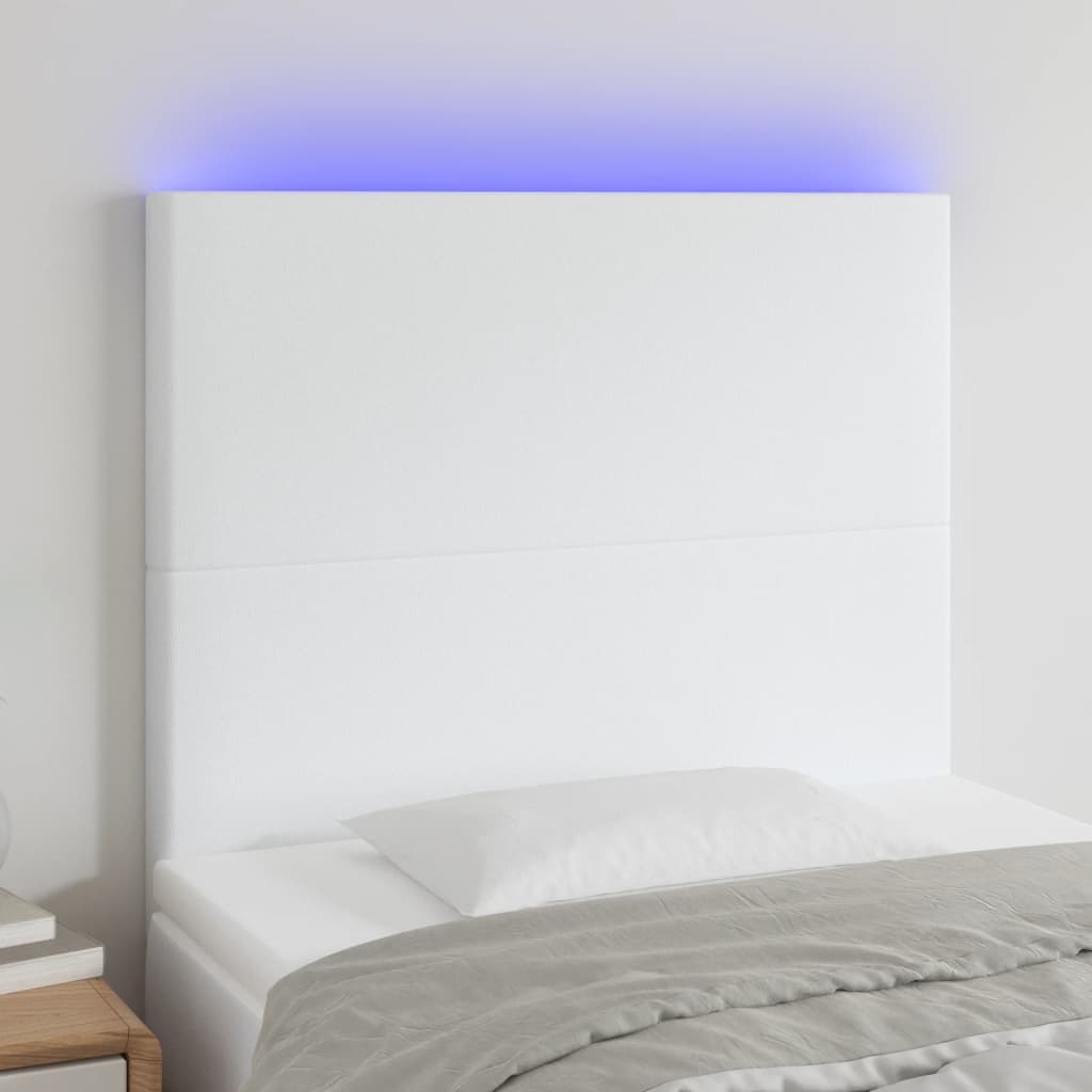 Hoofdbord LED 100x5x118/128 cm kunstleer wit is nu te koop bij PeponiXL, paradijselijk wonen!