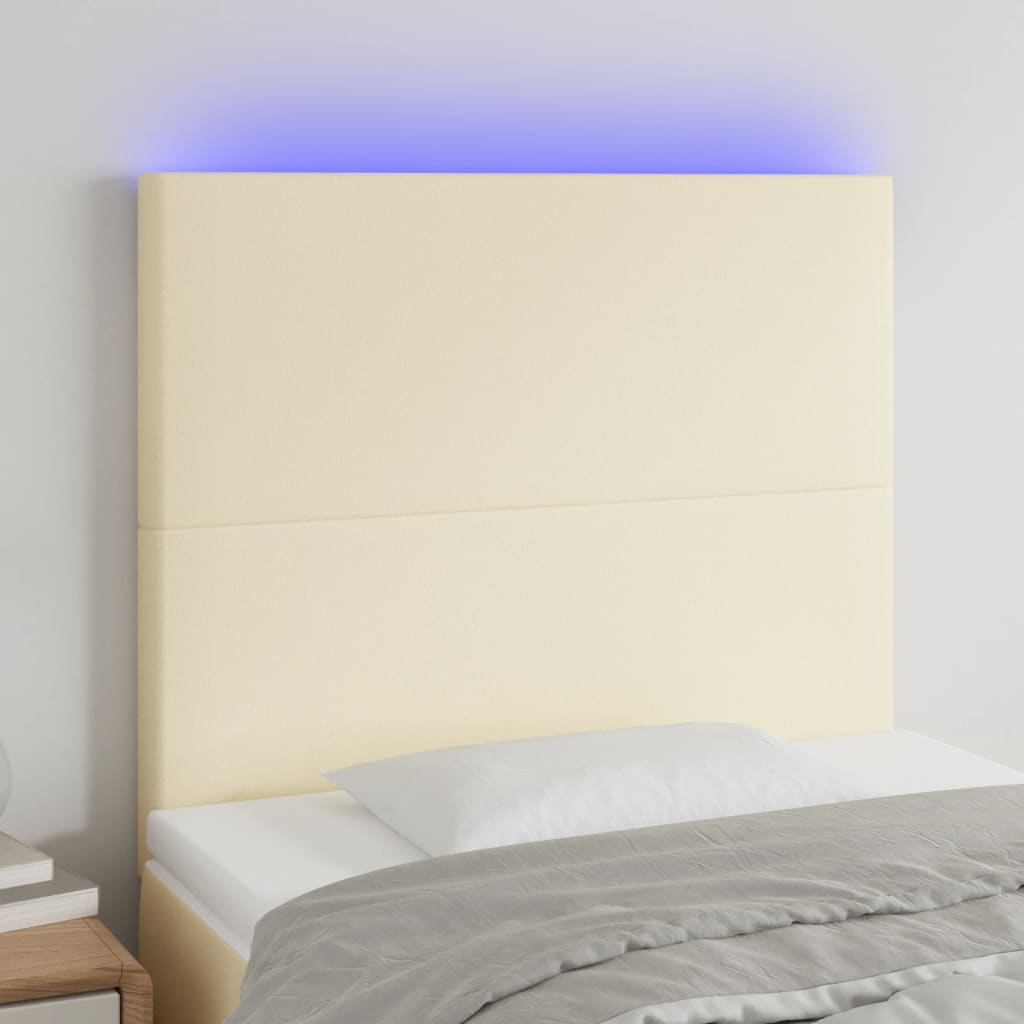 Hoofdbord LED 100x5x118/128 cm kunstleer crèmekleurig is nu te koop bij PeponiXL, paradijselijk wonen!