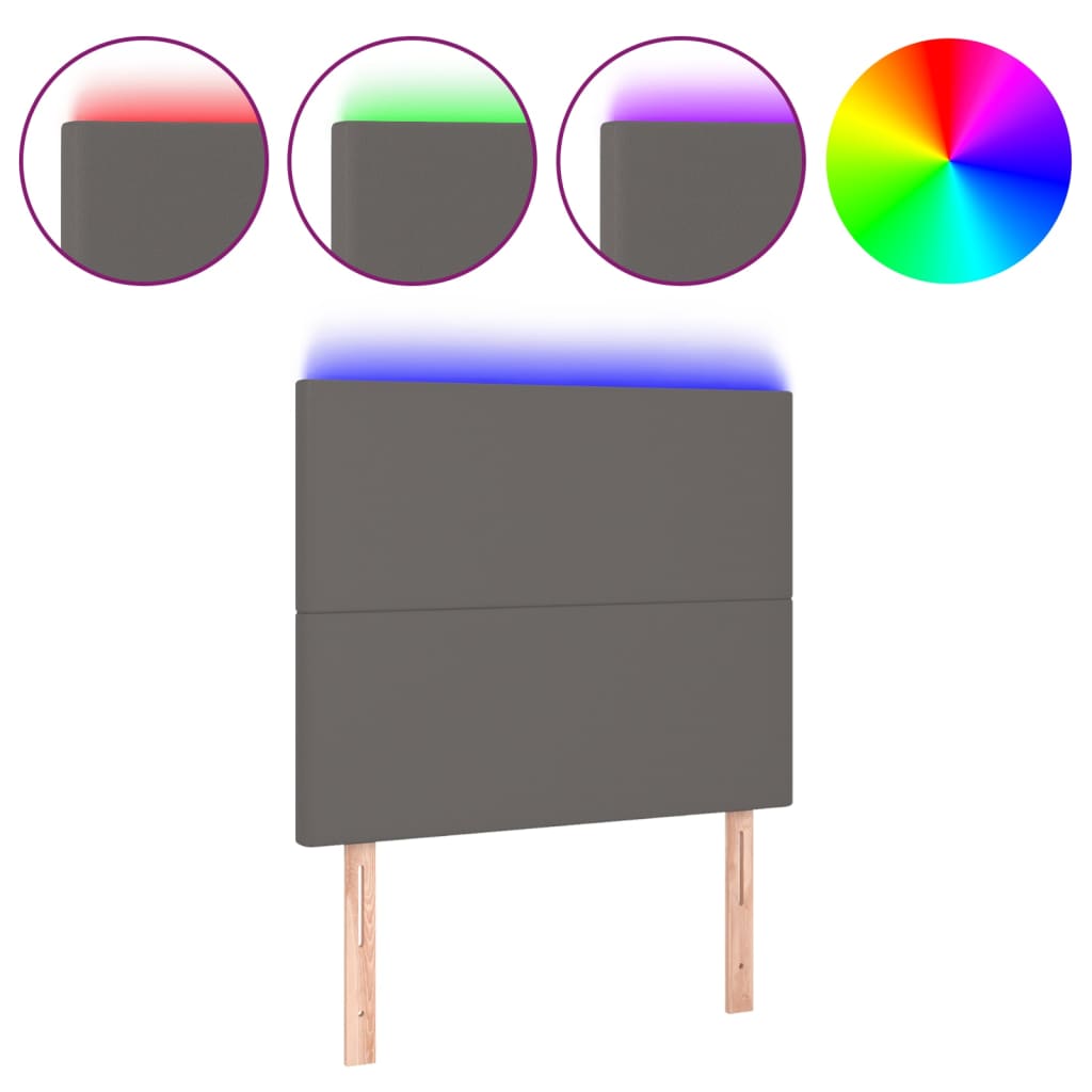 Hoofdbord LED 100x5x118/128 cm kunstleer grijs is nu te koop bij PeponiXL, paradijselijk wonen!