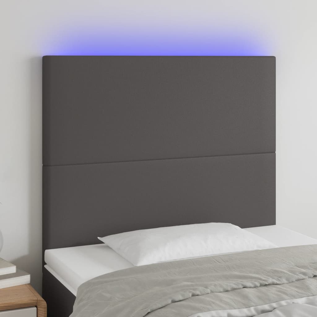 Hoofdbord LED 100x5x118/128 cm kunstleer grijs is nu te koop bij PeponiXL, paradijselijk wonen!