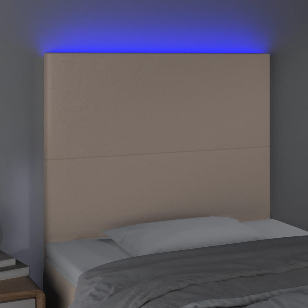 Hoofdbord LED 100x5x118/128 cm kunstleer cappuccinokleurig is nu te koop bij PeponiXL, paradijselijk wonen!
