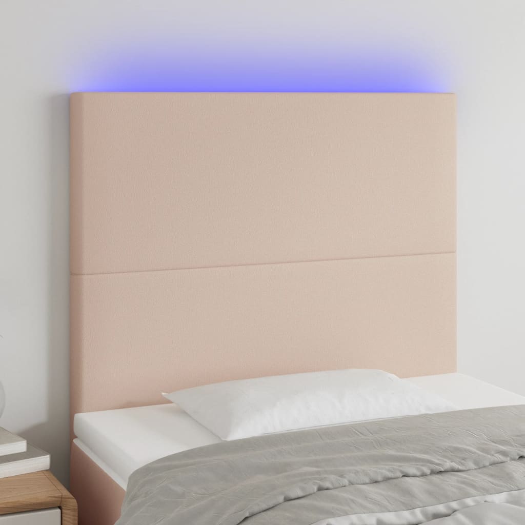 Hoofdbord LED 100x5x118/128 cm kunstleer cappuccinokleurig is nu te koop bij PeponiXL, paradijselijk wonen!