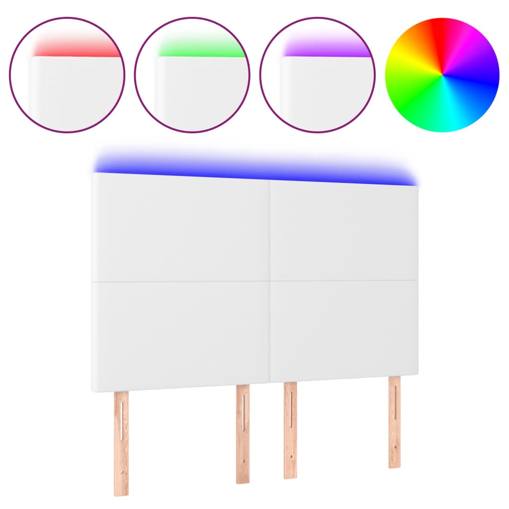 Hoofdbord LED 144x5x118/128 cm kunstleer wit is nu te koop bij PeponiXL, paradijselijk wonen!