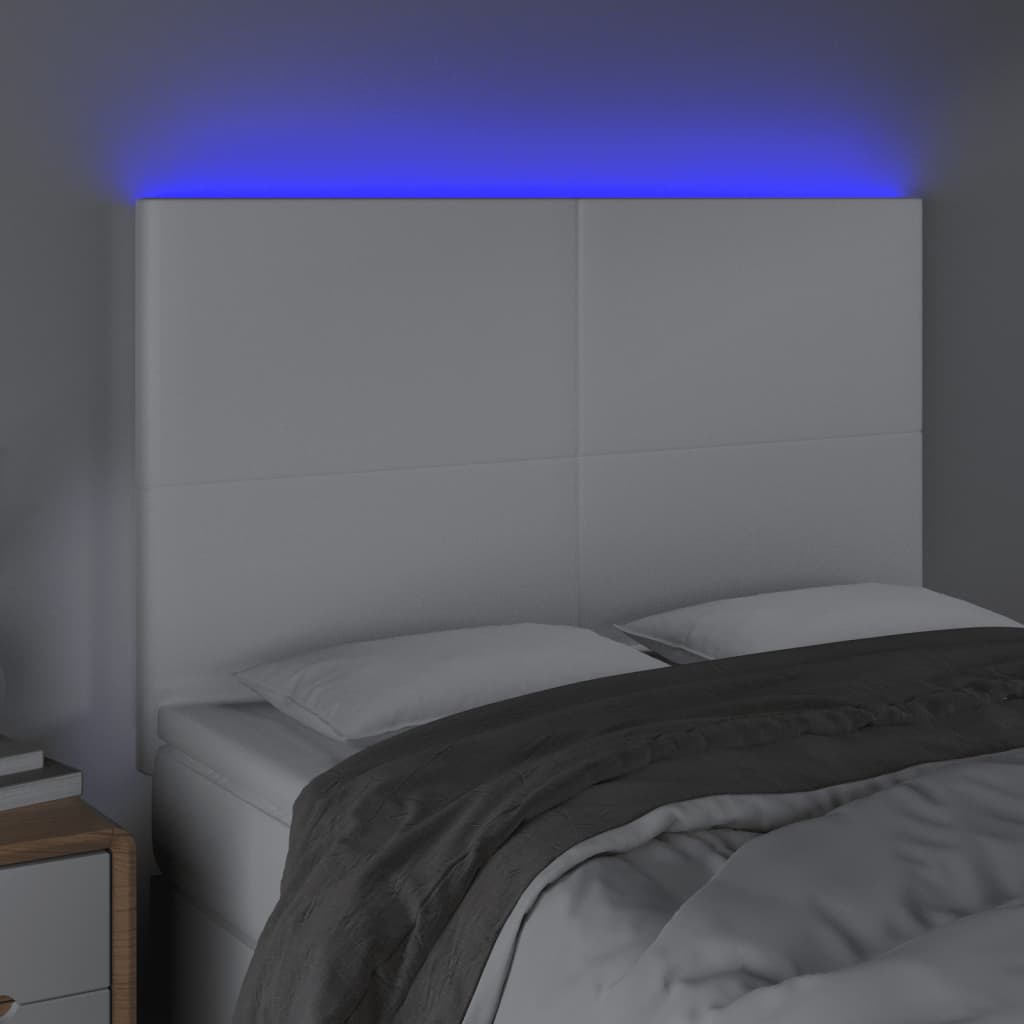 Hoofdbord LED 144x5x118/128 cm kunstleer wit is nu te koop bij PeponiXL, paradijselijk wonen!