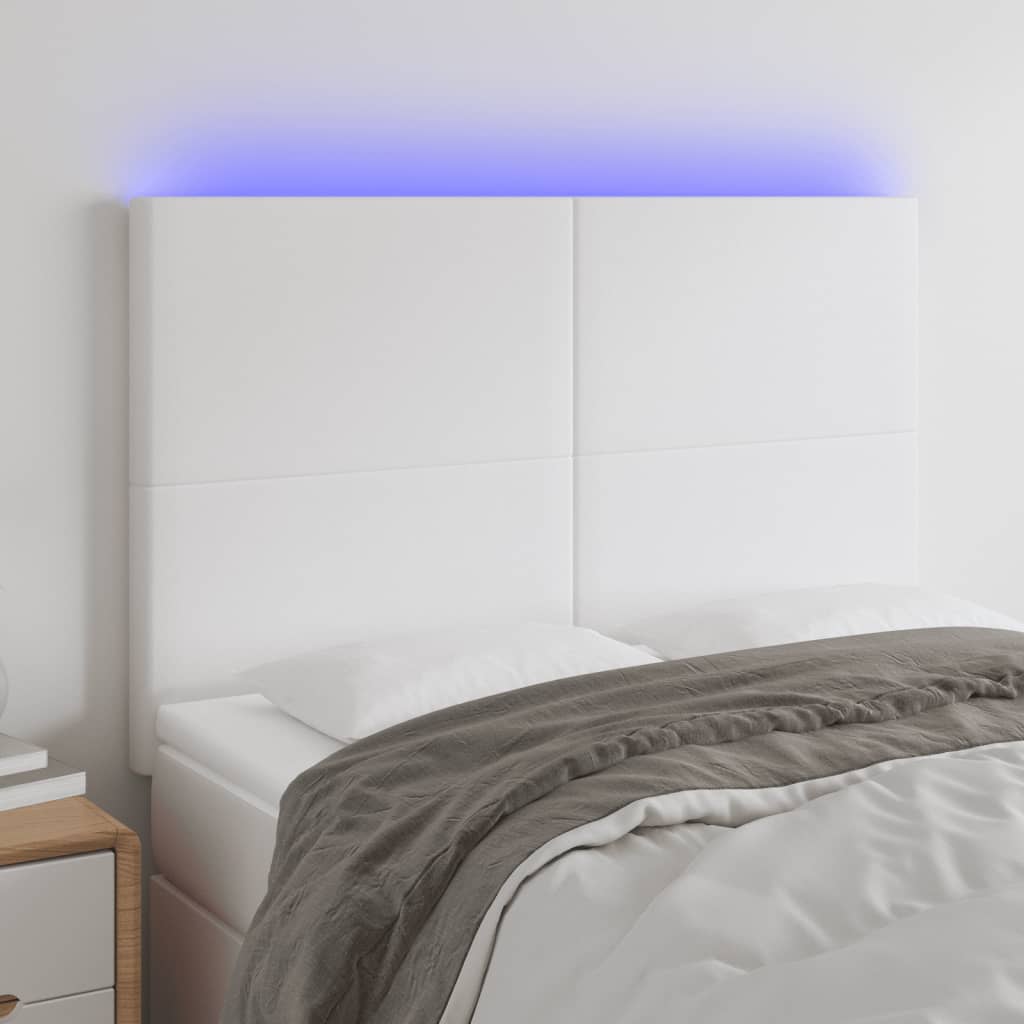 Hoofdbord LED 144x5x118/128 cm kunstleer wit is nu te koop bij PeponiXL, paradijselijk wonen!