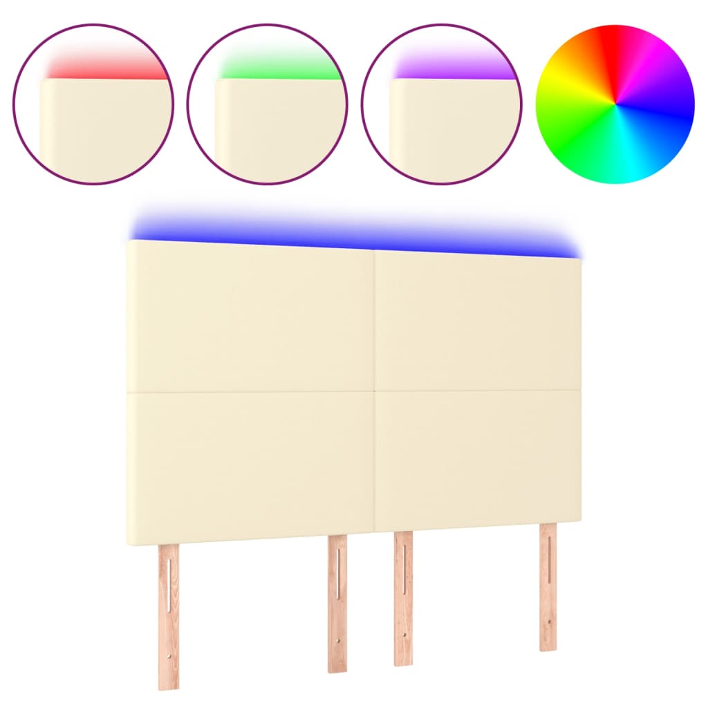 Hoofdbord LED 144x5x118/128 cm kunstleer crèmekleurig is nu te koop bij PeponiXL, paradijselijk wonen!
