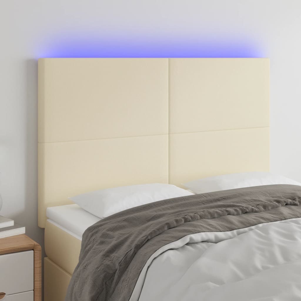 Hoofdbord LED 144x5x118/128 cm kunstleer crèmekleurig is nu te koop bij PeponiXL, paradijselijk wonen!