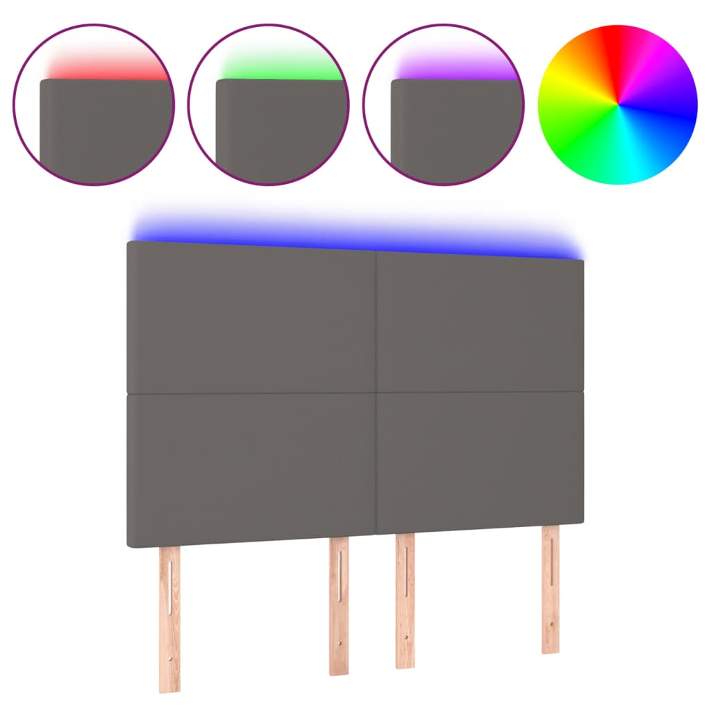Hoofdbord LED 144x5x118/128 cm kunstleer grijs is nu te koop bij PeponiXL, paradijselijk wonen!