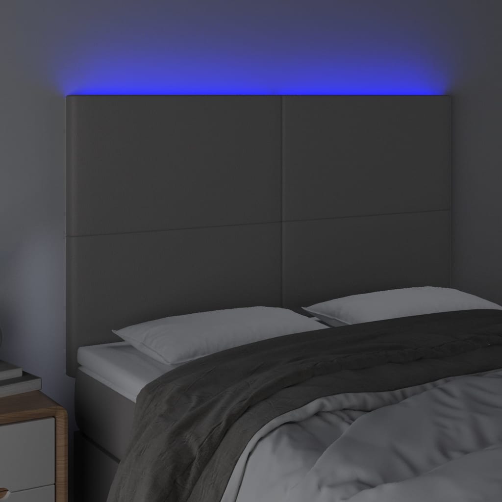 Hoofdbord LED 144x5x118/128 cm kunstleer grijs is nu te koop bij PeponiXL, paradijselijk wonen!