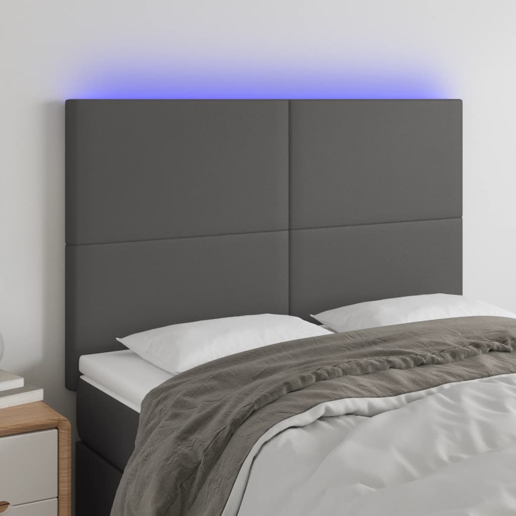 Hoofdbord LED 144x5x118/128 cm kunstleer grijs is nu te koop bij PeponiXL, paradijselijk wonen!