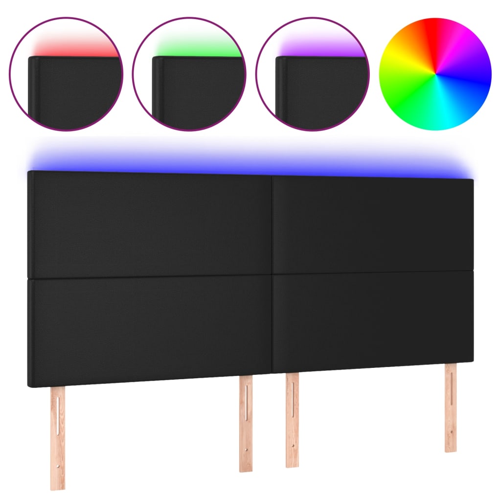 Hoofdbord LED 160x5x118/128 cm kunstleer zwart is nu te koop bij PeponiXL, paradijselijk wonen!