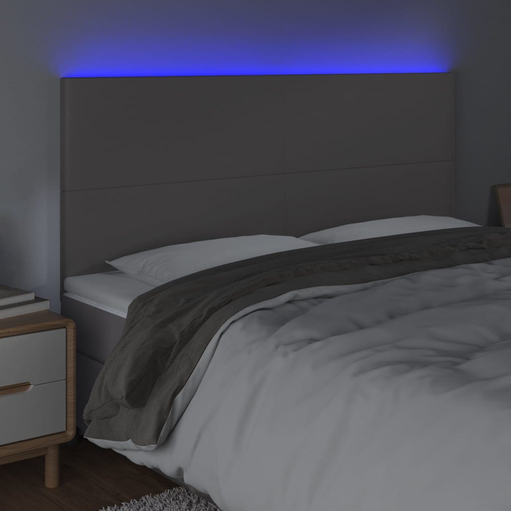 Hoofdbord LED 160x5x118/128 cm kunstleer grijs is nu te koop bij PeponiXL, paradijselijk wonen!