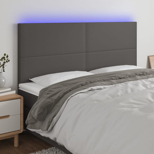 Hoofdbord LED 160x5x118/128 cm kunstleer grijs is nu te koop bij PeponiXL, paradijselijk wonen!