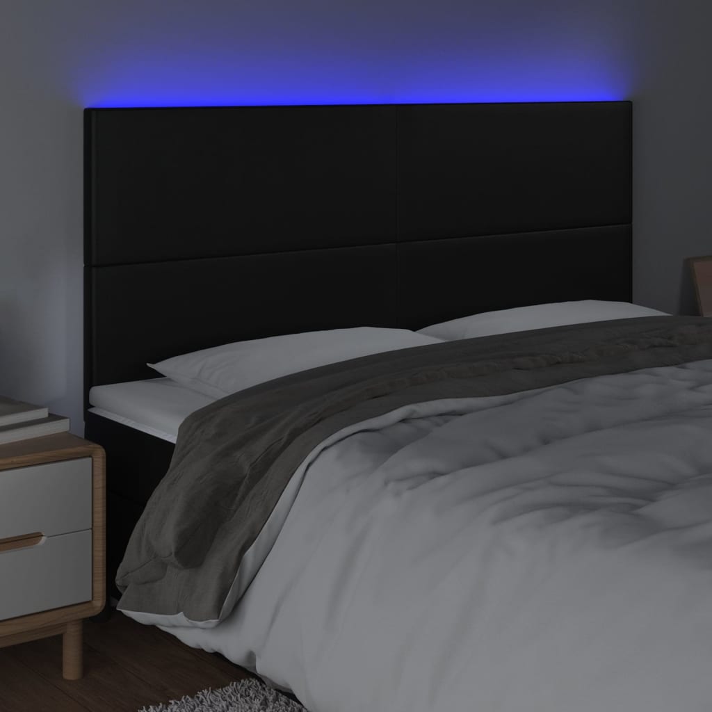 Hoofdbord LED 180x5x118/128 cm kunstleer zwart is nu te koop bij PeponiXL, paradijselijk wonen!