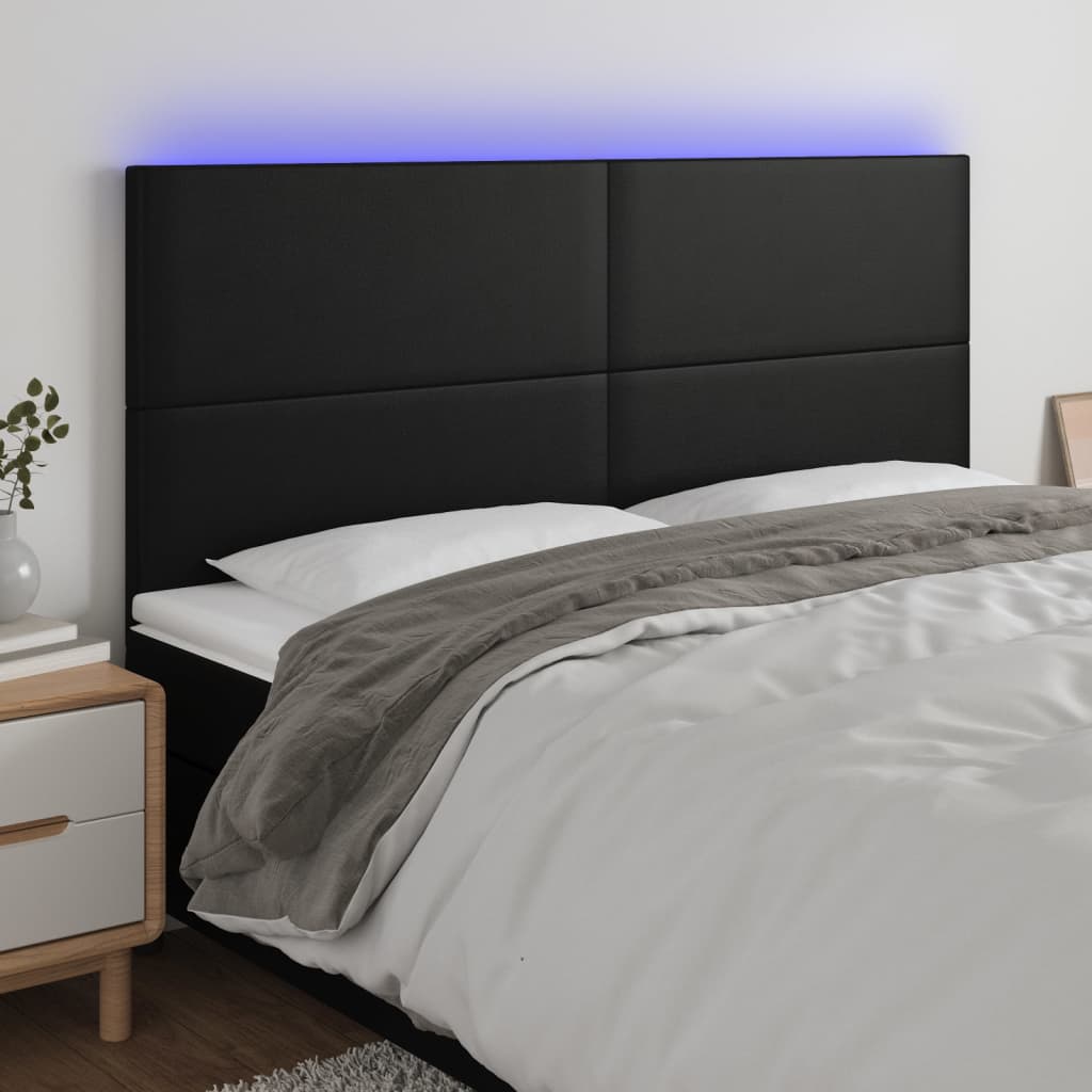 Hoofdbord LED 180x5x118/128 cm kunstleer zwart is nu te koop bij PeponiXL, paradijselijk wonen!