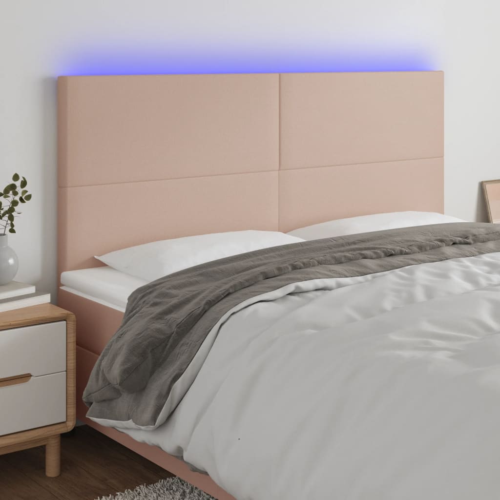 Hoofdbord LED 180x5x118/128 cm kunstleer cappuccinokleurig is nu te koop bij PeponiXL, paradijselijk wonen!