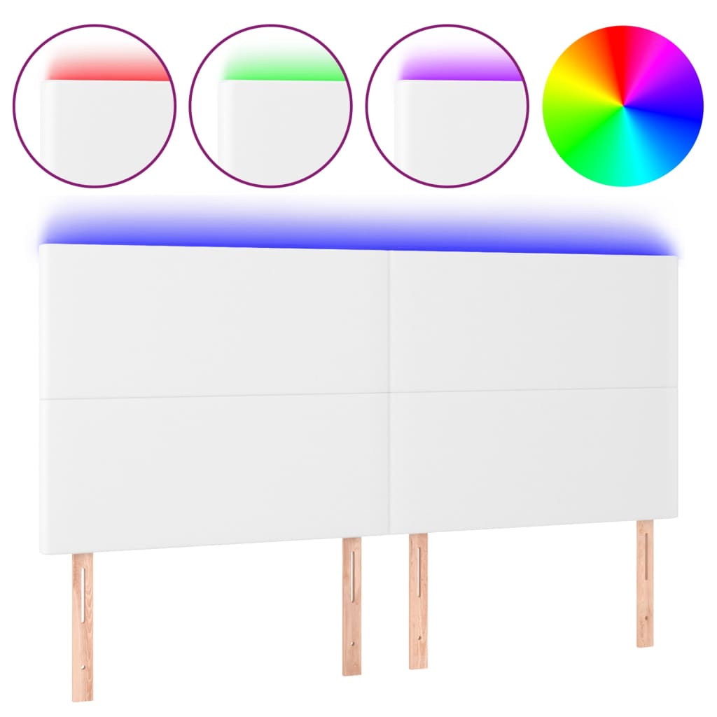 Hoofdbord LED 200x5x118/128 cm kunstleer wit is nu te koop bij PeponiXL, paradijselijk wonen!