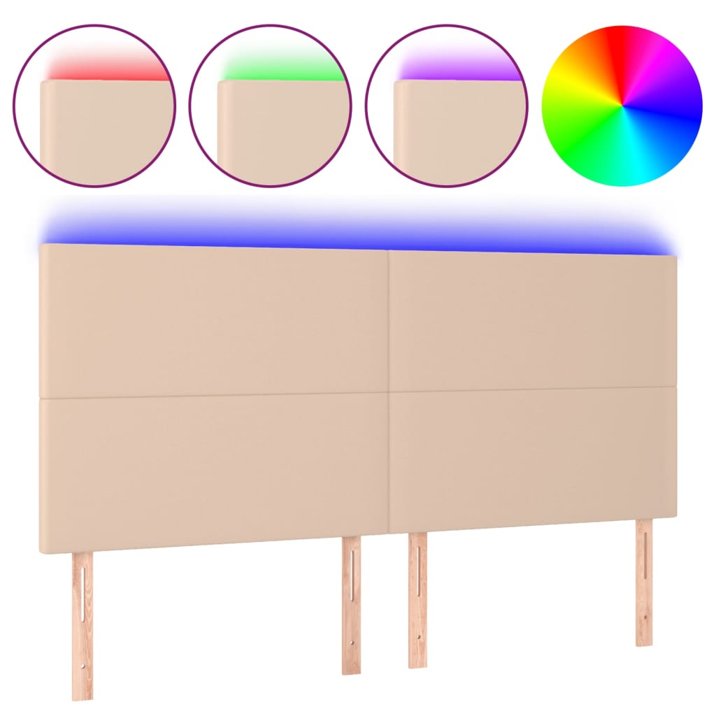 Hoofdbord LED 200x5x118/128 cm kunstleer cappuccinokleurig is nu te koop bij PeponiXL, paradijselijk wonen!