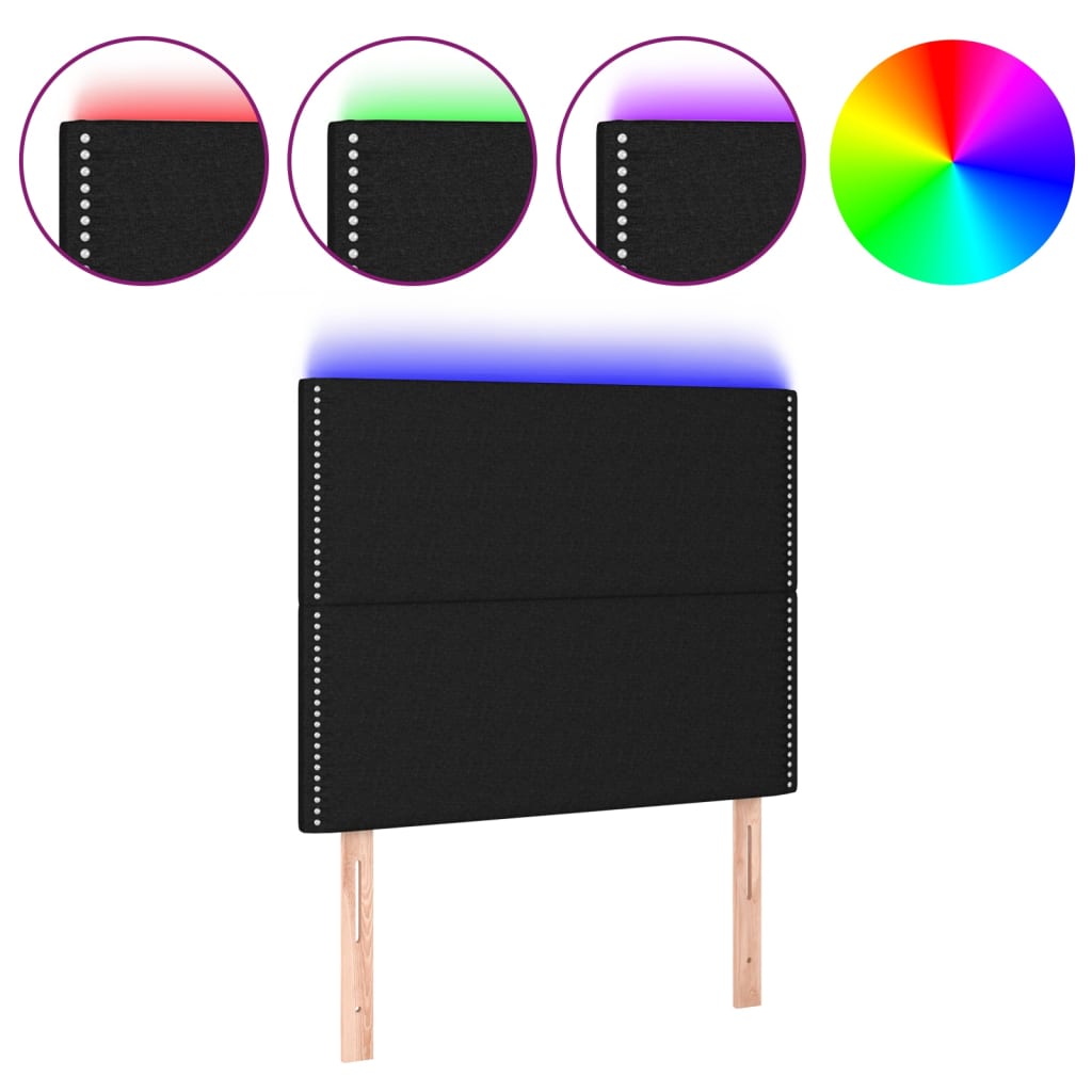 Hoofdbord LED 80x5x118/128 cm stof zwart is nu te koop bij PeponiXL, paradijselijk wonen!