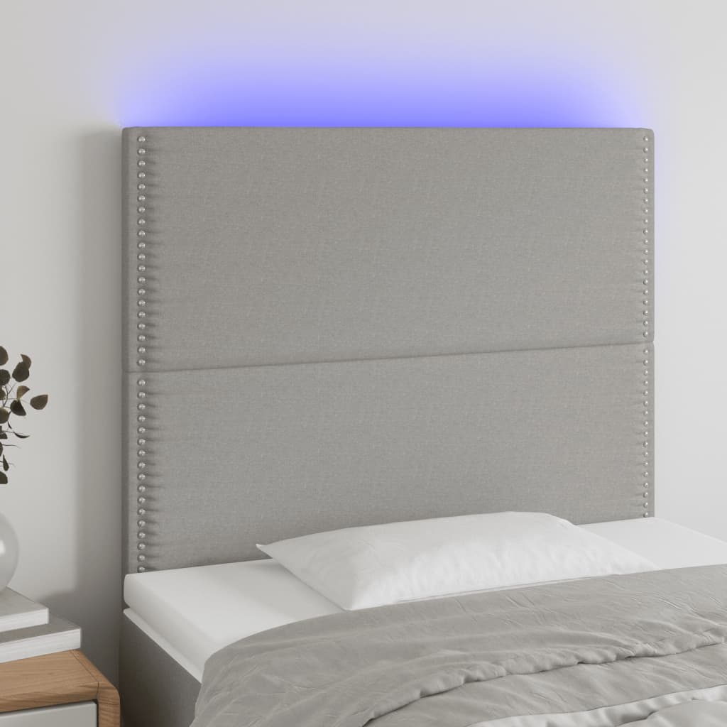 Hoofdbord LED 90x5x118/128 cm stof lichtgrijs is nu te koop bij PeponiXL, paradijselijk wonen!