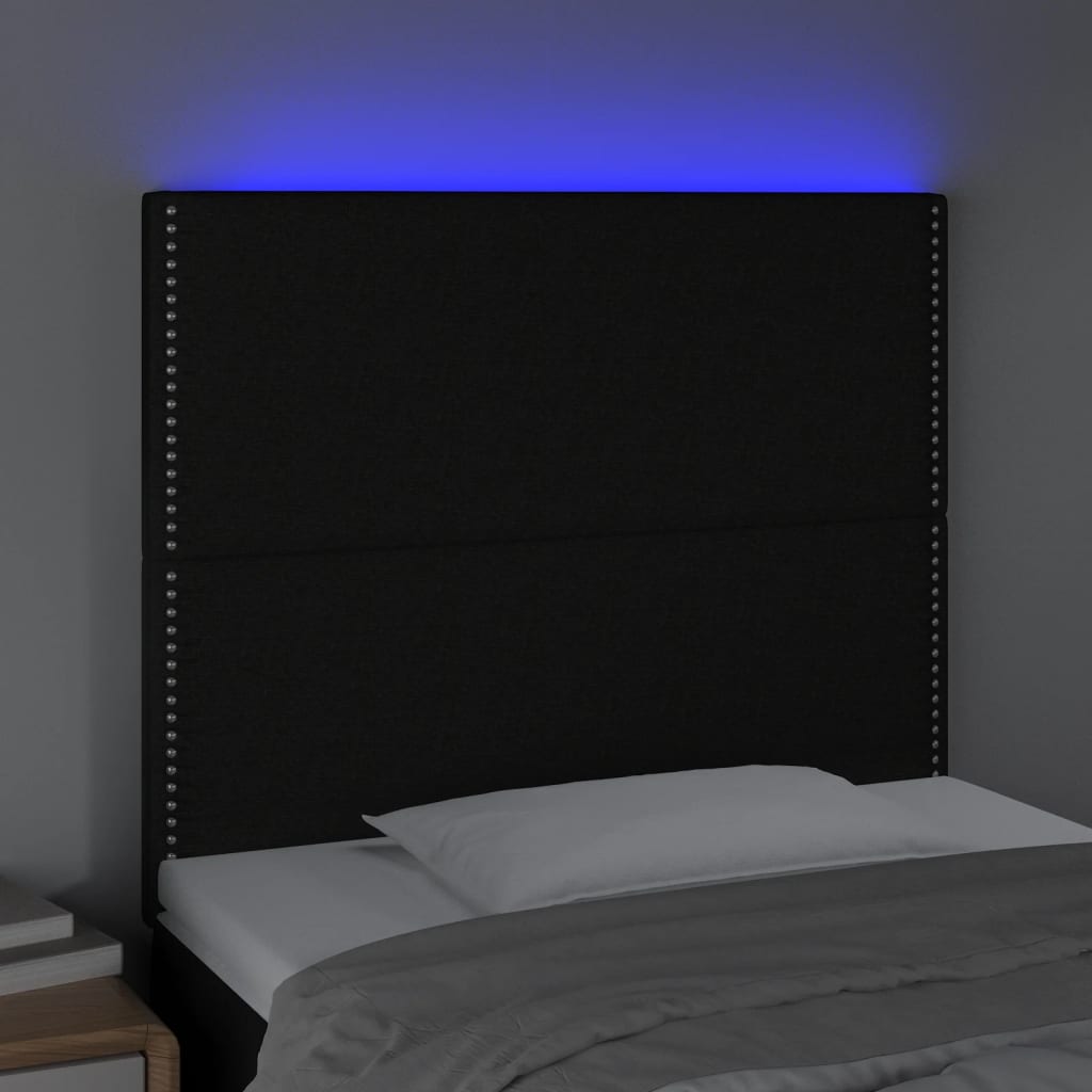 Hoofdbord LED 90x5x118/128 cm stof zwart is nu te koop bij PeponiXL, paradijselijk wonen!
