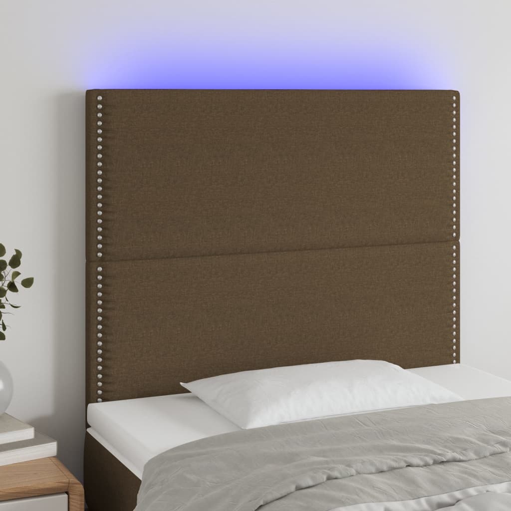 Hoofdbord LED 90x5x118/128 cm stof donkerbruin is nu te koop bij PeponiXL, paradijselijk wonen!