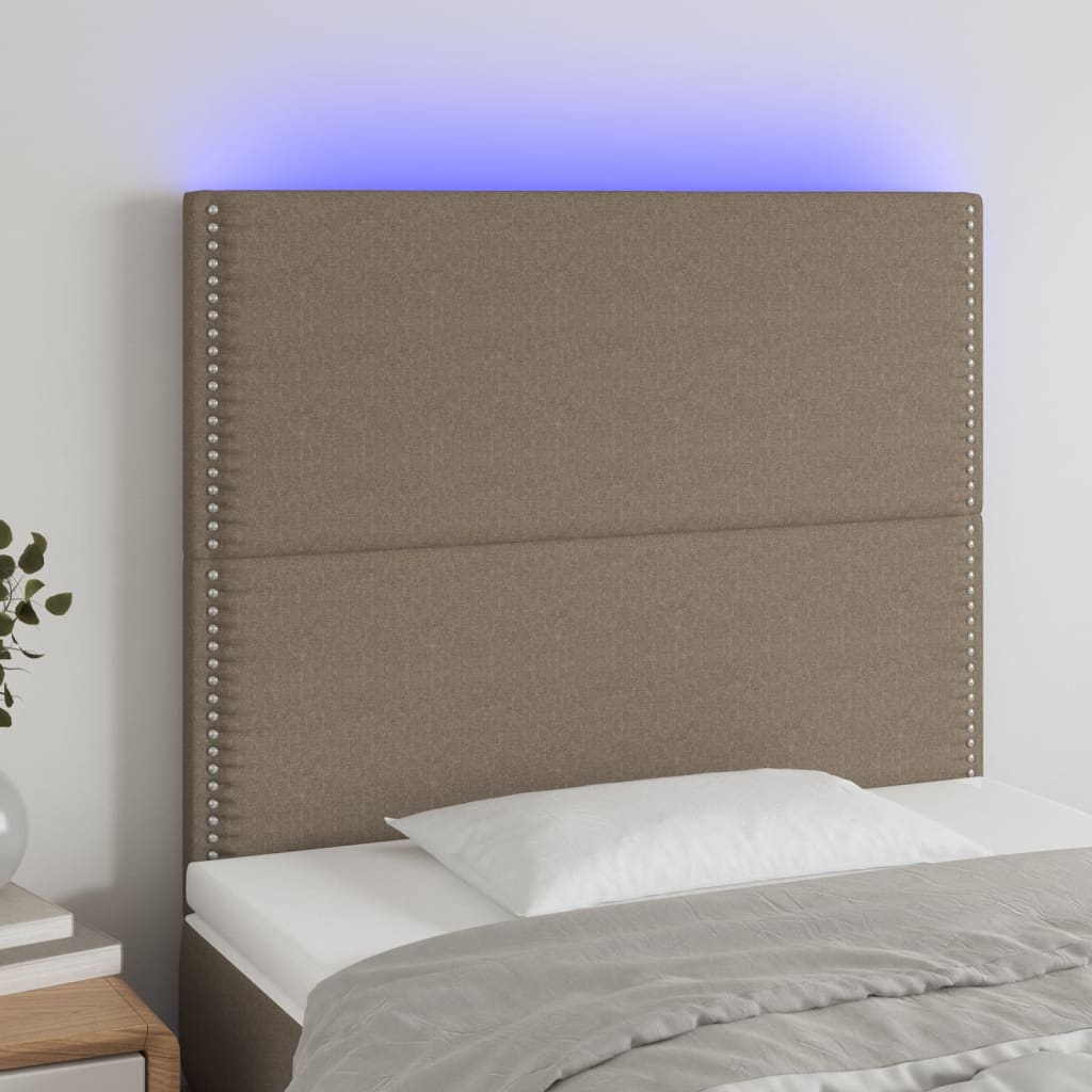 Hoofdbord LED 90x5x118/128 cm stof taupe is nu te koop bij PeponiXL, paradijselijk wonen!