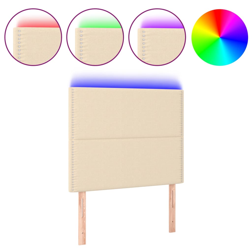 Hoofdbord LED 90x5x118/128 cm stof crèmekleurig is nu te koop bij PeponiXL, paradijselijk wonen!