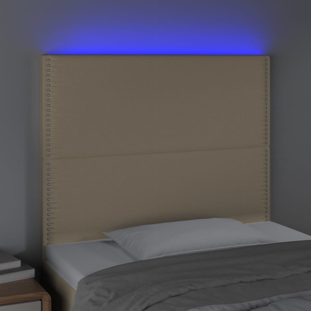 Hoofdbord LED 90x5x118/128 cm stof crèmekleurig is nu te koop bij PeponiXL, paradijselijk wonen!