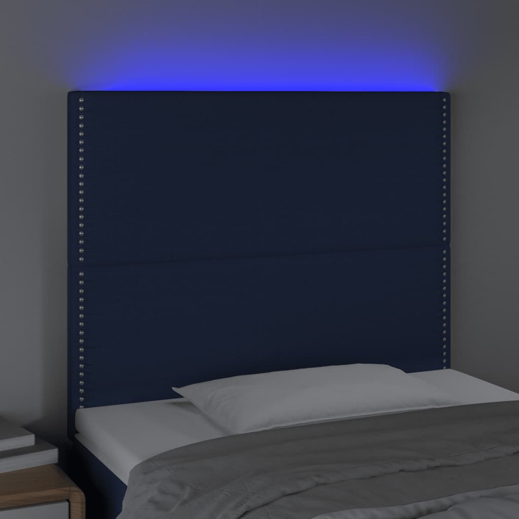 Hoofdbord LED 90x5x118/128 cm stof blauw is nu te koop bij PeponiXL, paradijselijk wonen!