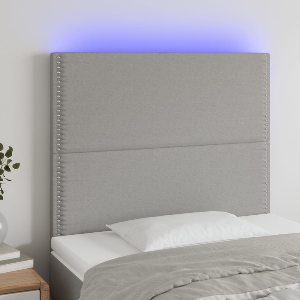 Hoofdbord LED 100x5x118/128 cm stof lichtgrijs is nu te koop bij PeponiXL, paradijselijk wonen!
