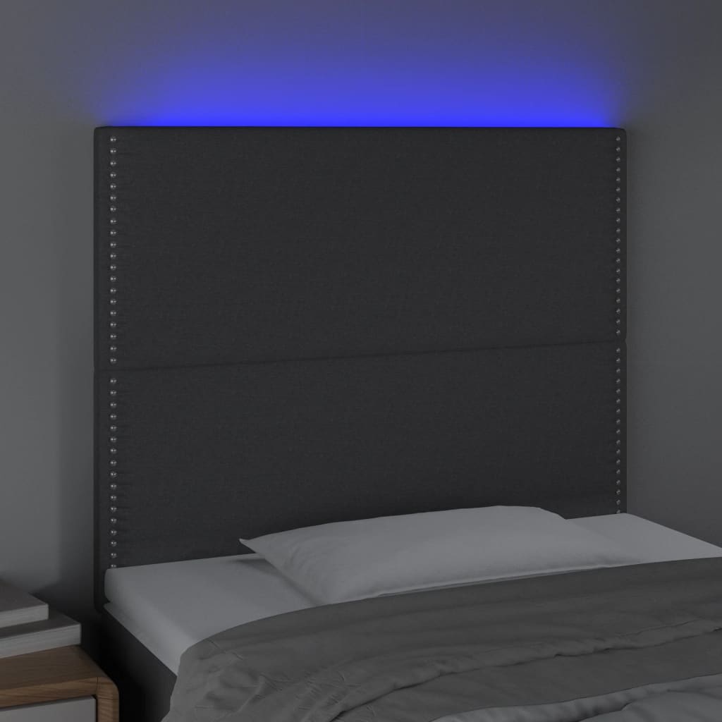Hoofdbord LED 100x5x118/128 cm stof donkergrijs is nu te koop bij PeponiXL, paradijselijk wonen!