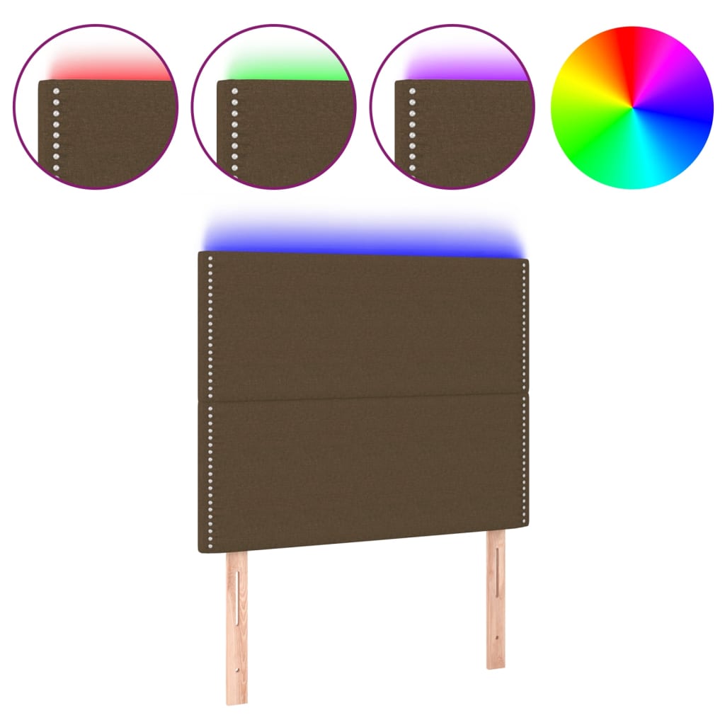 Hoofdbord LED 100x5x118/128 cm stof donkerbruin is nu te koop bij PeponiXL, paradijselijk wonen!