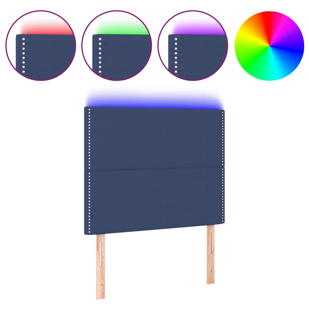 Hoofdbord LED 100x5x118/128 cm stof blauw is nu te koop bij PeponiXL, paradijselijk wonen!