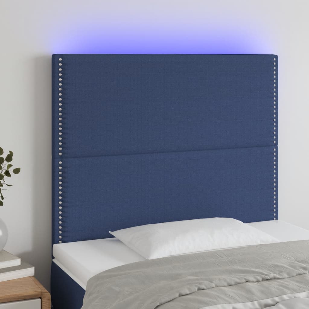 Hoofdbord LED 100x5x118/128 cm stof blauw is nu te koop bij PeponiXL, paradijselijk wonen!