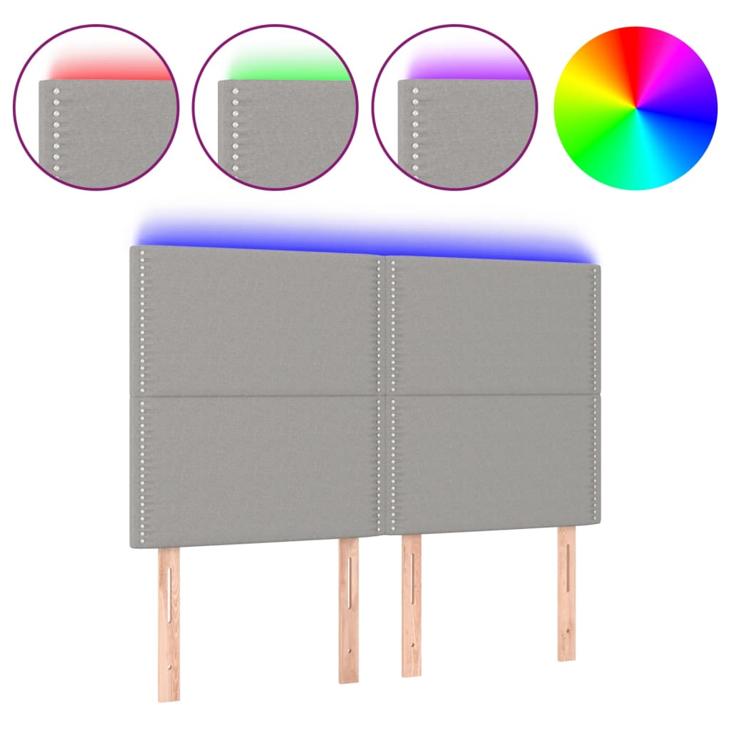 Hoofdbord LED 144x5x118/128 cm stof lichtgrijs is nu te koop bij PeponiXL, paradijselijk wonen!
