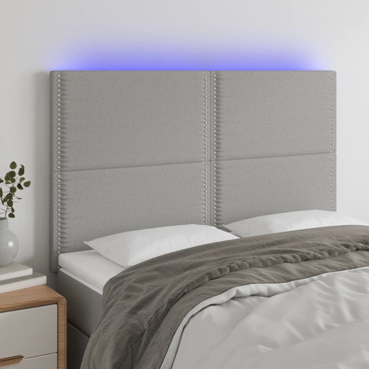 Hoofdbord LED 144x5x118/128 cm stof lichtgrijs is nu te koop bij PeponiXL, paradijselijk wonen!