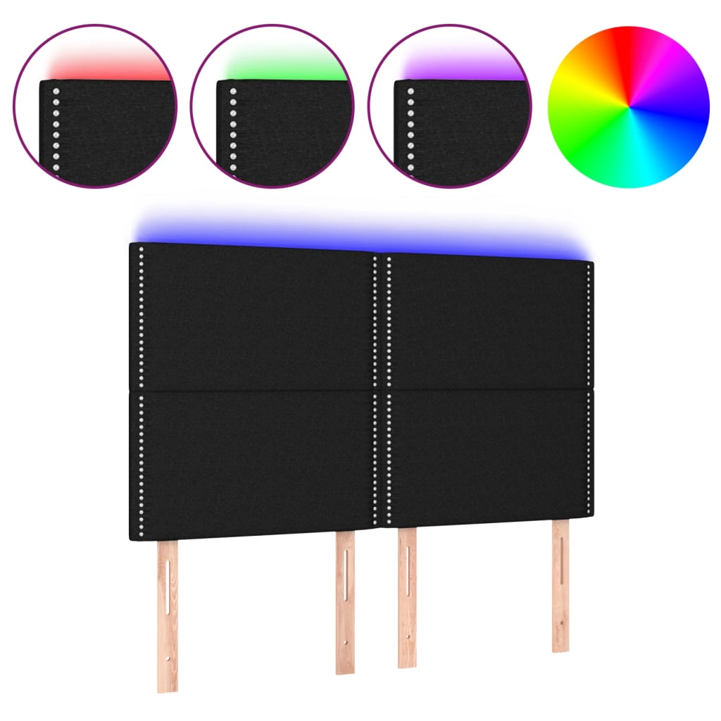 Hoofdbord LED 144x5x118/128 cm stof zwart is nu te koop bij PeponiXL, paradijselijk wonen!