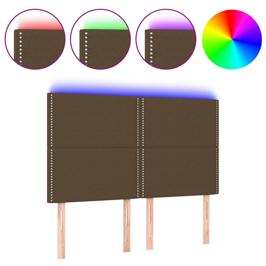 Hoofdbord LED 144x5x118/128 cm stof donkerbruin is nu te koop bij PeponiXL, paradijselijk wonen!