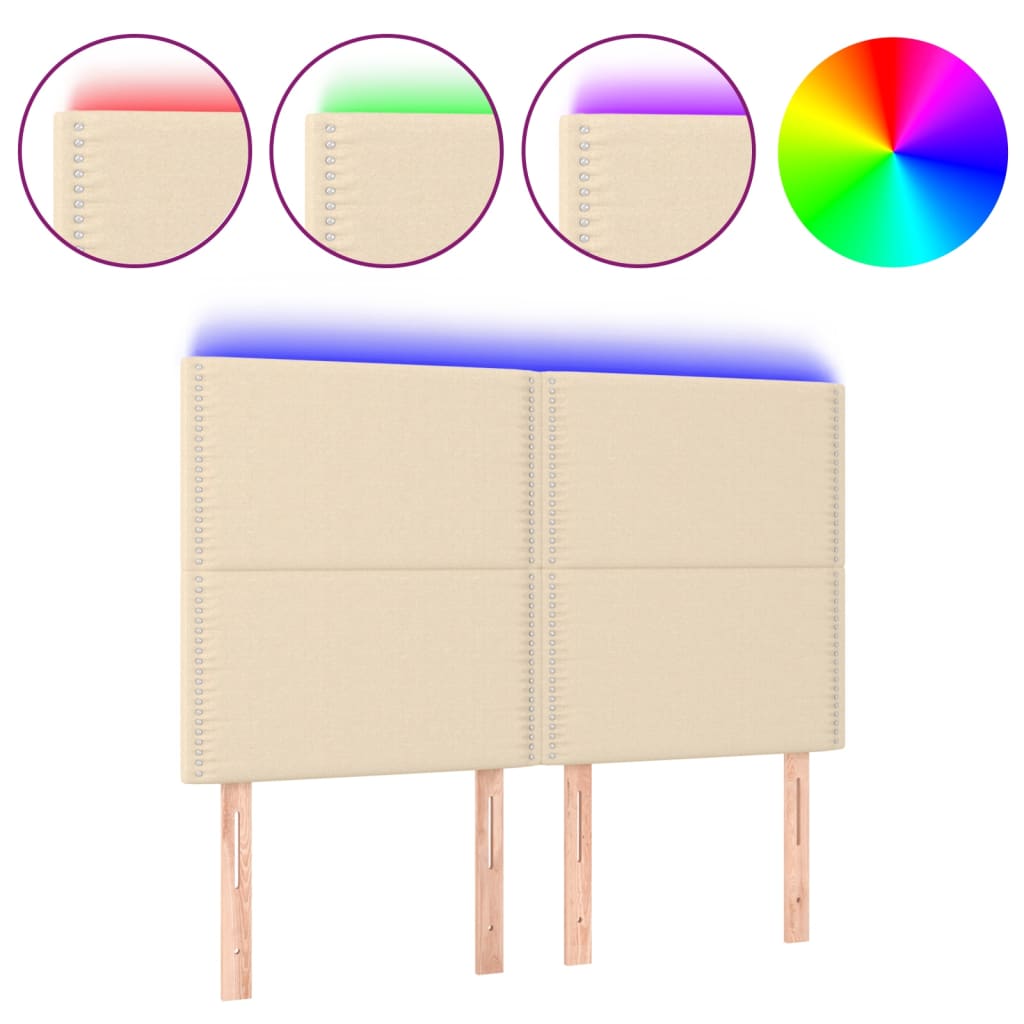 Hoofdbord LED 144x5x118/128 cm stof crèmekleurig is nu te koop bij PeponiXL, paradijselijk wonen!
