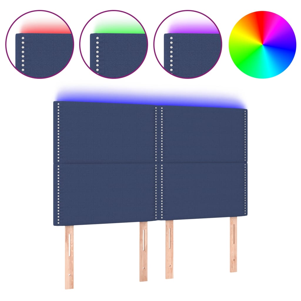 Hoofdbord LED 144x5x118/128 cm stof blauw is nu te koop bij PeponiXL, paradijselijk wonen!