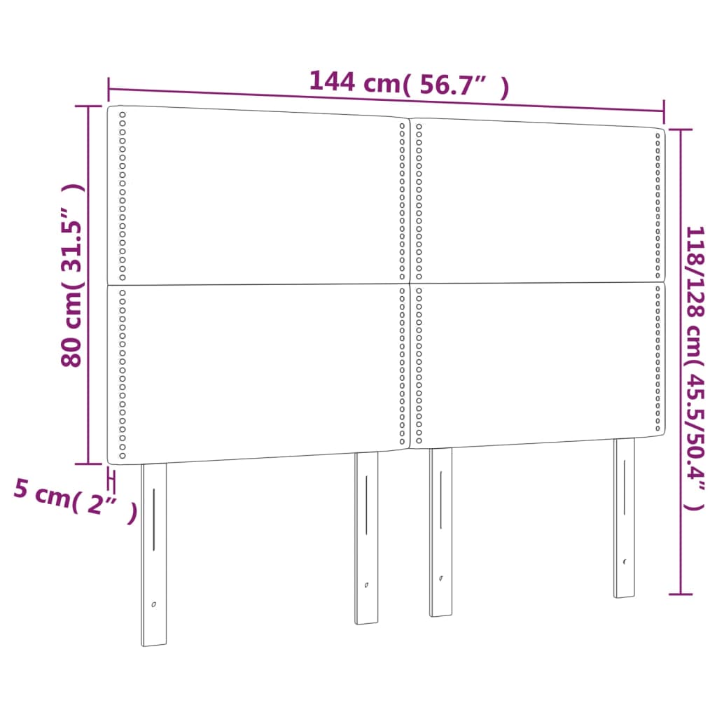 Hoofdbord LED 144x5x118/128 cm stof blauw is nu te koop bij PeponiXL, paradijselijk wonen!
