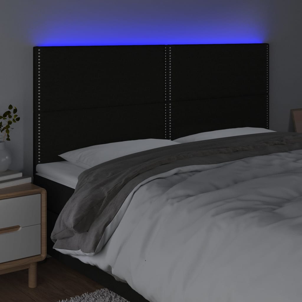 Hoofdbord LED 160x5x118/128 cm stof zwart is nu te koop bij PeponiXL, paradijselijk wonen!